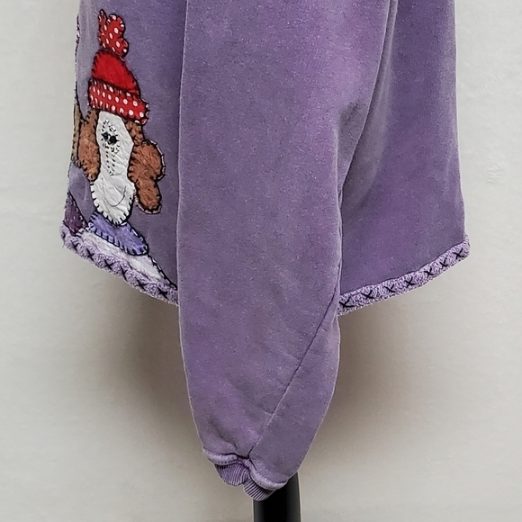 VINTAGE The Red Hat Ladies OOAK Handmade Stone Wash Purple Embroidery Sweatshirt - Picture 9 of 12